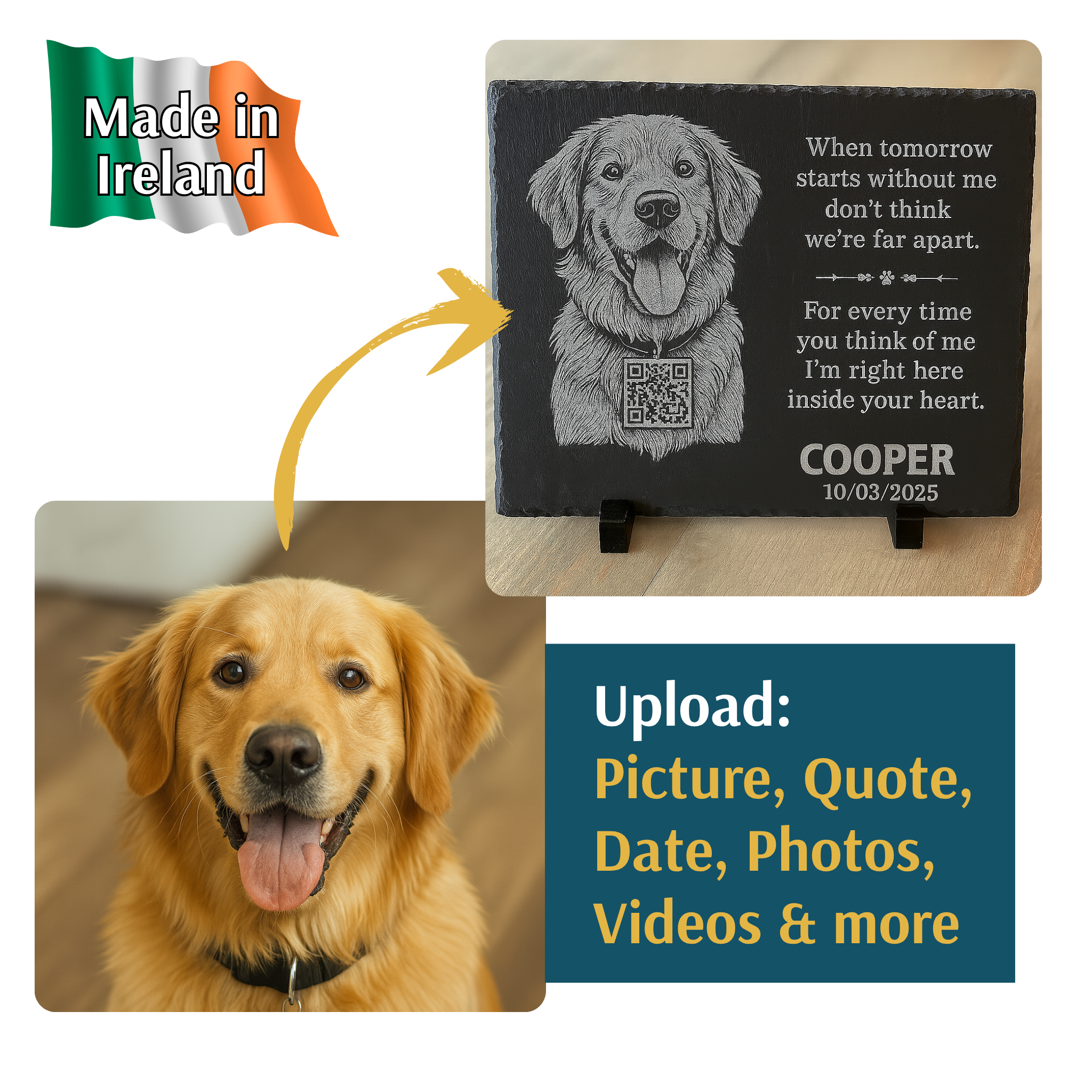 Peternal™ Custom Pet Memorial Plaque - With QR Code - Celebrate Your Pet's Life with a Lasting Tribute