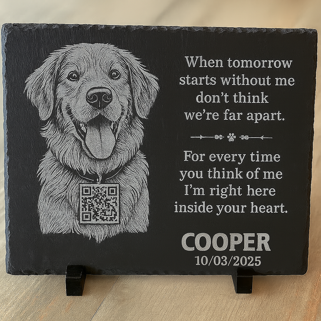 Peternal™ Custom Pet Memorial Slate Plaque with QR Code - Honor Your Pet’s Memory Forever